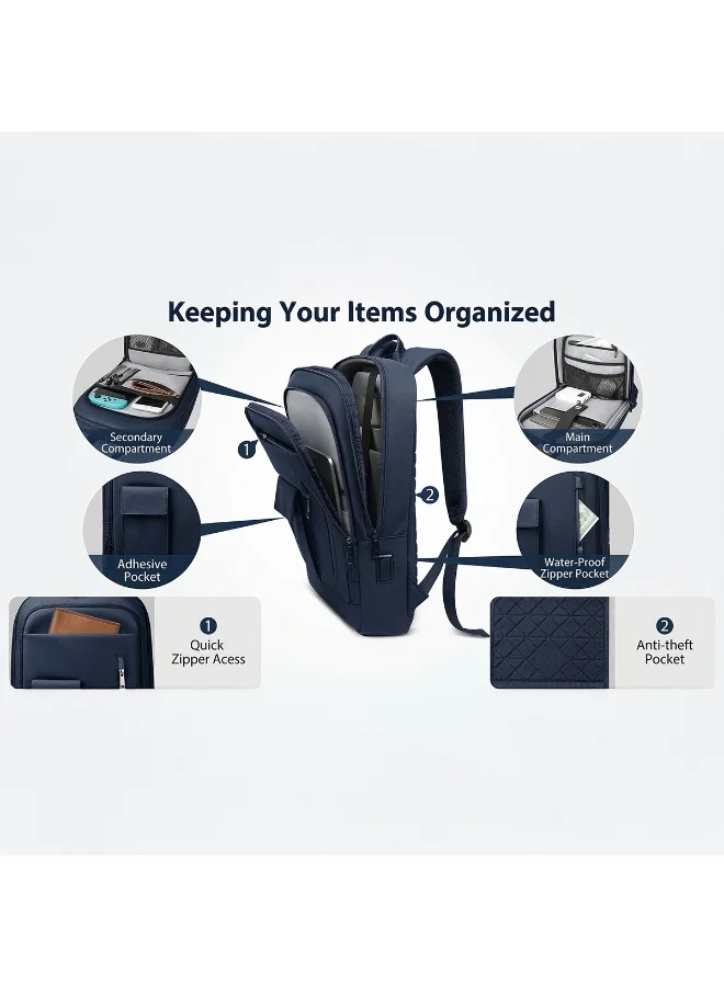 Mobcos Mobcos Back Pack Blue 8966 Mobcos Back Pack Blue 8966 Premium Waterproof Anti-Theft Laptop Backpack with USB Charging Port â€“ Oxford Leather Business Travel Backpack for Men & Women, Slim Lightweight Work & College Bag  | Best Price UAE