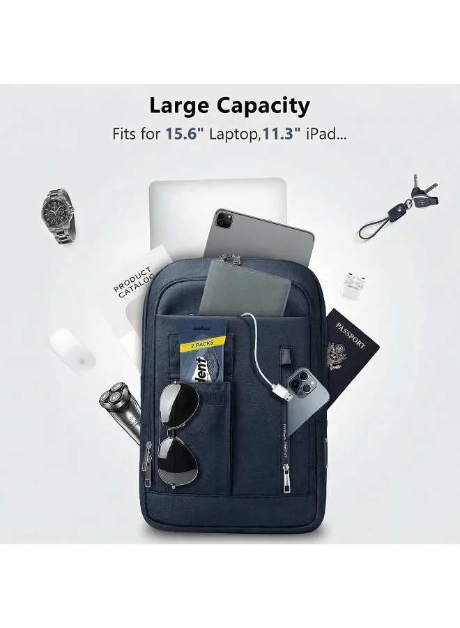 Mobcos Mobcos Back Pack Blue 8966 Mobcos Back Pack Blue 8966 Premium Waterproof Anti-Theft Laptop Backpack with USB Charging Port â€“ Oxford Leather Business Travel Backpack for Men & Women, Slim Lightweight Work & College Bag  | Best Price UAE