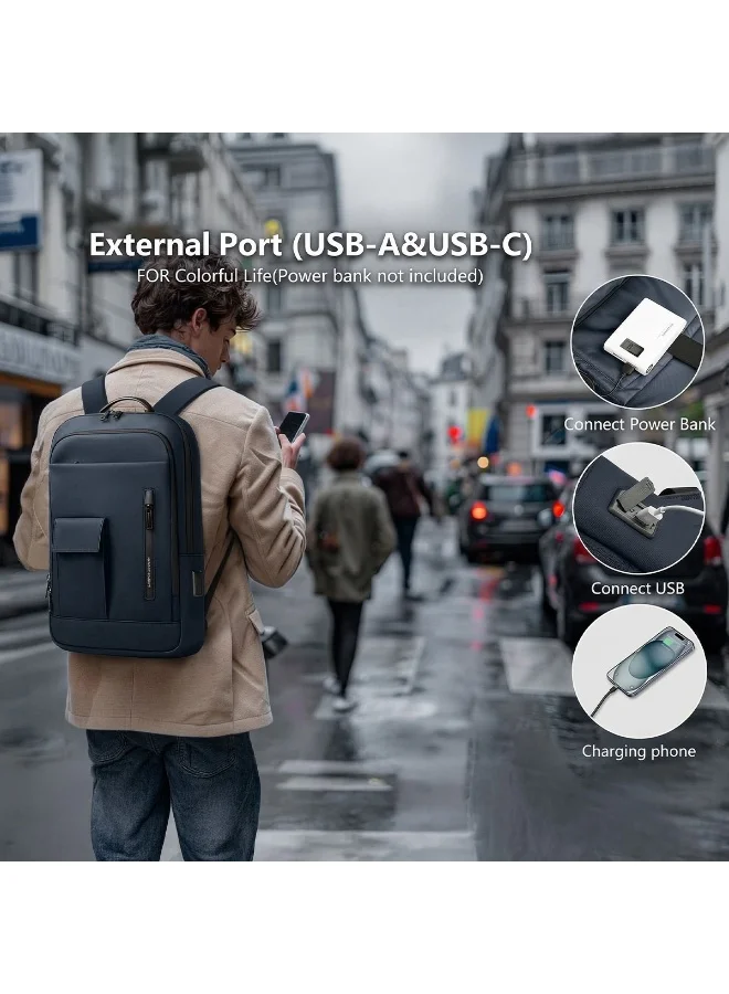 Mobcos Mobcos Back Pack Blue 8966 Mobcos Back Pack Blue 8966 Premium Waterproof Anti-Theft Laptop Backpack with USB Charging Port â€“ Oxford Leather Business Travel Backpack for Men & Women, Slim Lightweight Work & College Bag  | Best Price UAE
