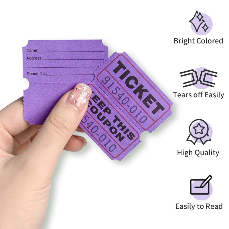 L Liked Raffle Tickets Double Roll 1000 Per Roll 50/50 Raffle Tickets For Events Carnivals  Entry  Class Reward  Prizes(Purple) - Image 4