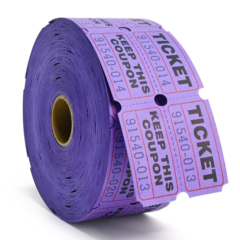 L Liked Raffle Tickets Double Roll 1000 Per Roll 50/50 Raffle Tickets For Events Carnivals  Entry  Class Reward  Prizes(Purple) - Image 1