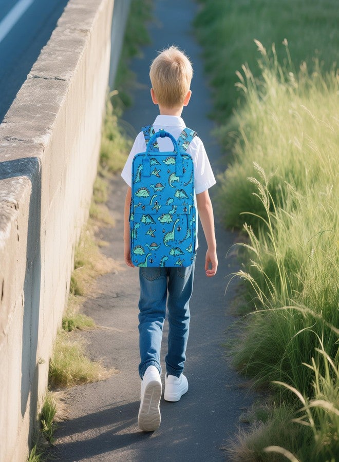 KingCheer Toddler Backpack Set with Lunch Bag & Dinosaur Design Kids Backpack for Boys & Girls Preschool, Kindergarten, Bookbag Set, Blue Dinosaur - Image 3