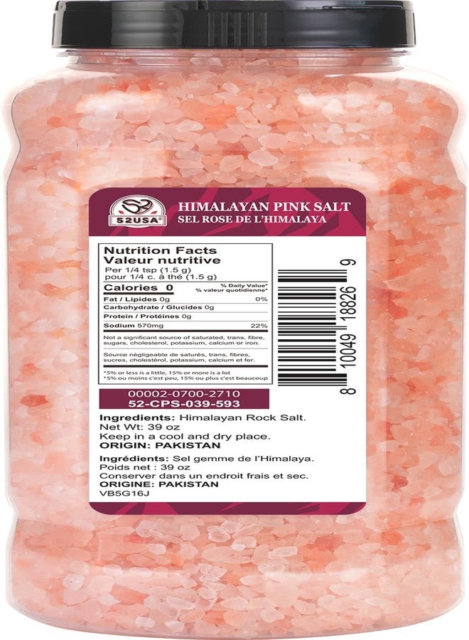 52USA Himalayan Pink Salt, Coarse Grain, 39 oz (2.4 LB), Pink Himalayan Sea Salt, Kosher Salt, Sea Salt for Grinder Refill, Himalayan Salt - Image 2