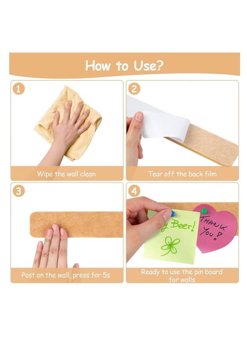5 Pack Bulletin Board Strips, Felt Pin Board Bar with 35 Push Pins Self-Adhesive Felt Bulletin Board for Office School Home Wall Decoration, for Organize Memo, Photos, Display - Image 4