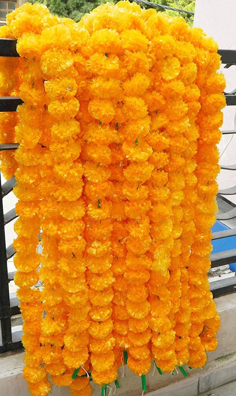 DIYANA IMPEX Marigold Garland For Decoration 5 Feet Long Strands Artificial Marigold Flowers Indian Dcor For Pooja Wedding Christmas Events Orange 5 1448 CM - Image 3