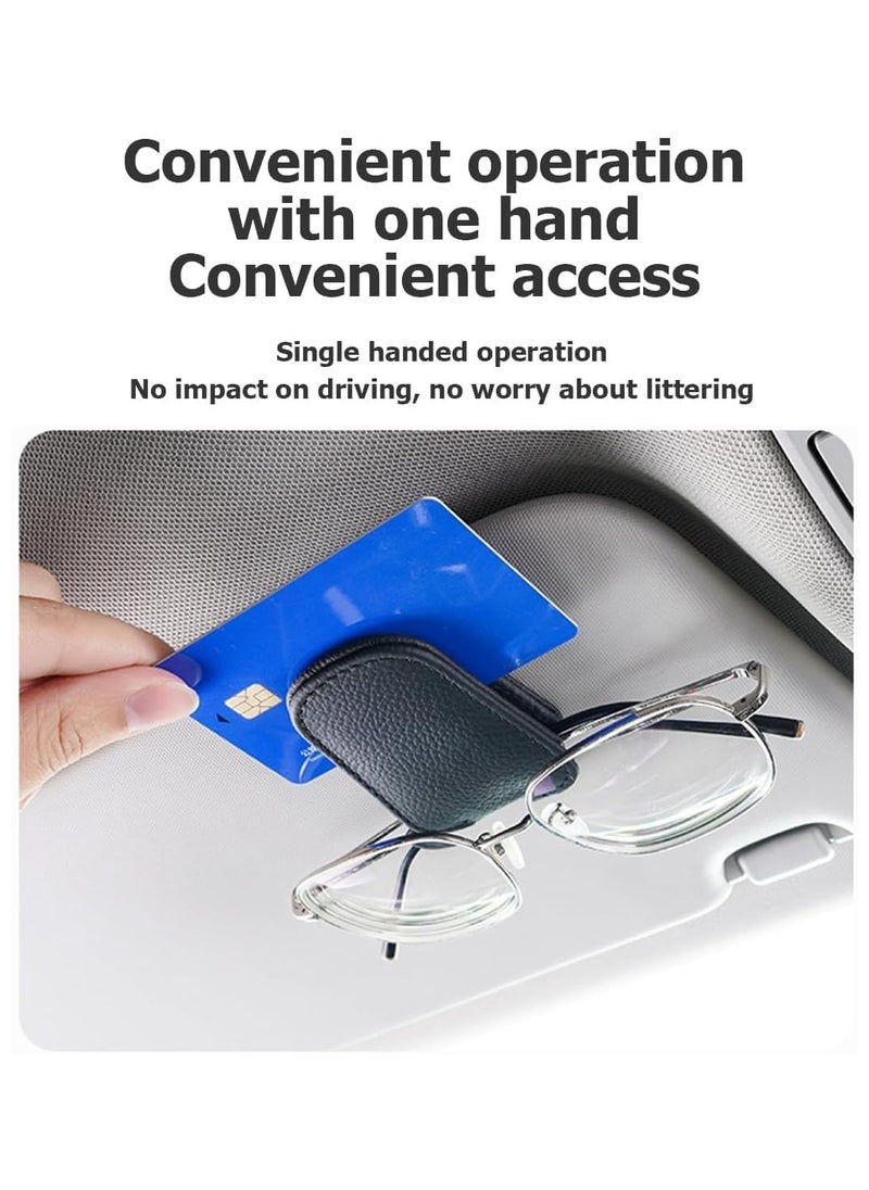 Generic Car Sunglasses Holder - PU Leather Visor Clip with Magnetic Closure, Eyeglasses & Ticket Organizer, Universal Auto Accessories (Black)  - Image 2