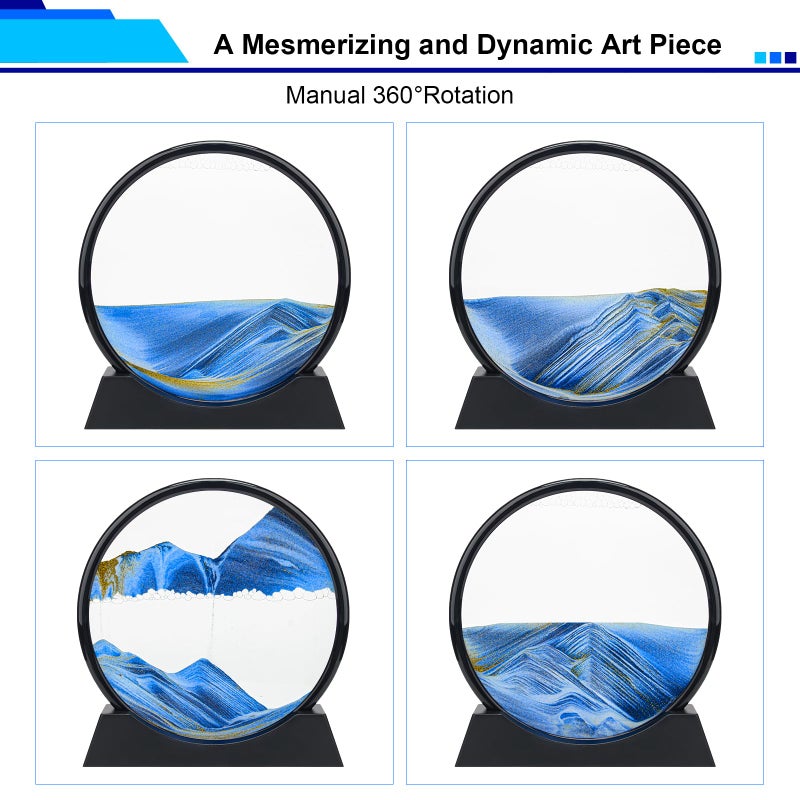 Coitak Moving Sand Art Picture, Round Glass Dynamic Sand Picture, Desktop Sand Art for Home Decor and Office - Image 4