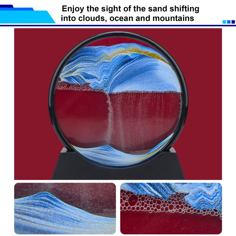 Coitak Moving Sand Art Picture, Round Glass Dynamic Sand Picture, Desktop Sand Art for Home Decor and Office - Image 5