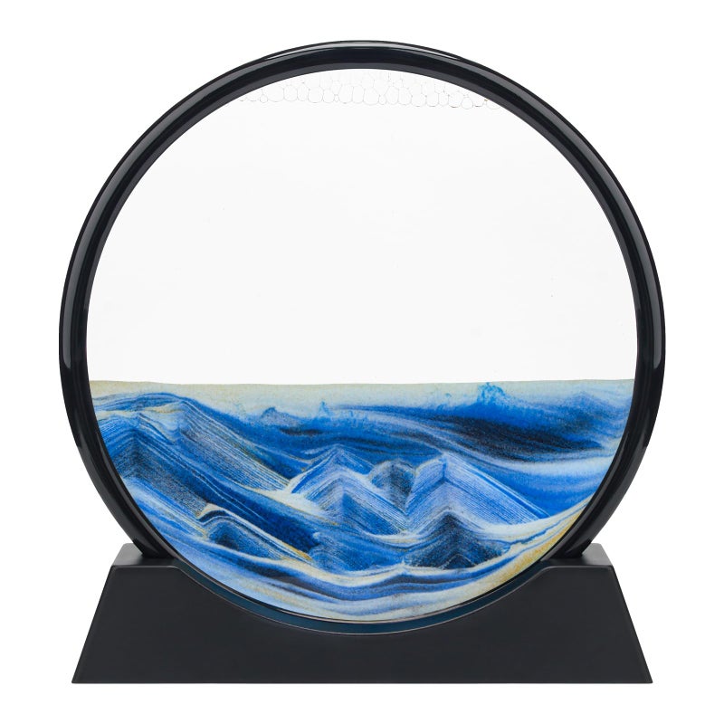 Coitak Moving Sand Art Picture, Round Glass Dynamic Sand Picture, Desktop Sand Art for Home Decor and Office - Image 1