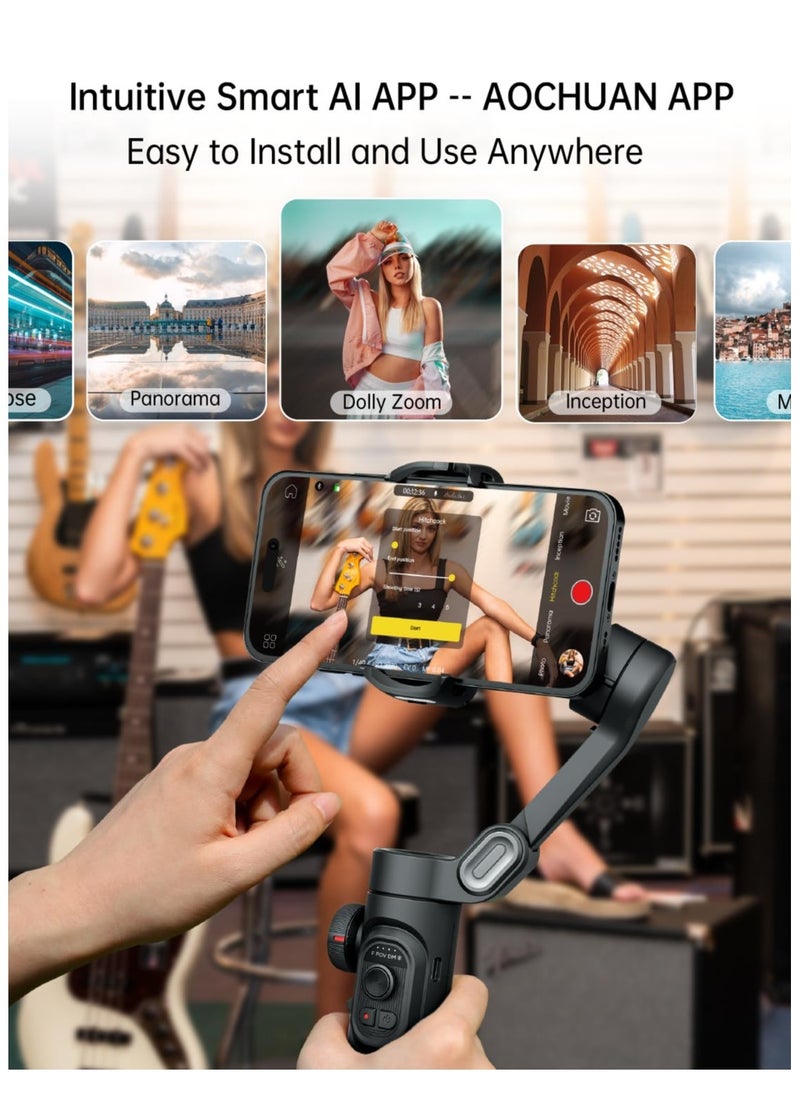 ASIV - Phone Gimbal Stabiliser 3-Axis Smartphone Foldable Gimbal for iPhone Gimble with Focus Wheel TikTok YouTube Vlog Stabiliser for iPhone & Android - Image 1