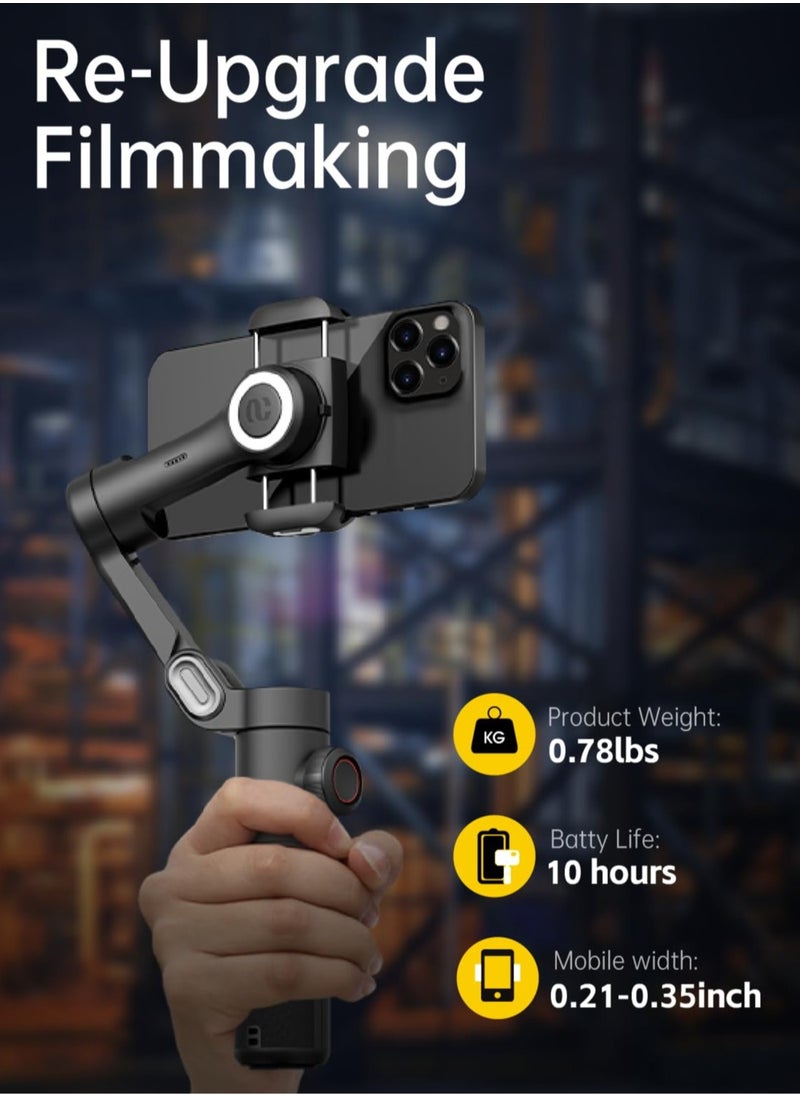 ASIV - Phone Gimbal Stabiliser 3-Axis Smartphone Foldable Gimbal for iPhone Gimble with Focus Wheel TikTok YouTube Vlog Stabiliser for iPhone & Android - Image 1