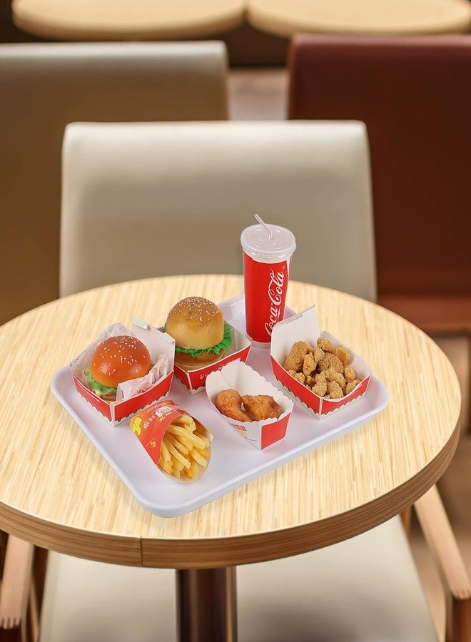 Kiddream 12 Pack Plastic Fast Food Serving Trays, White Cafeteria Food Serving Tray - Image 2