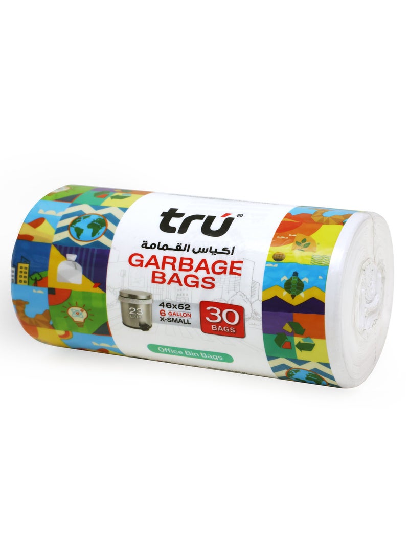 Tru Garbage Bags Compact Roll White 6Gallon (30pc x 3Rolls) 90bags - White - Image 3