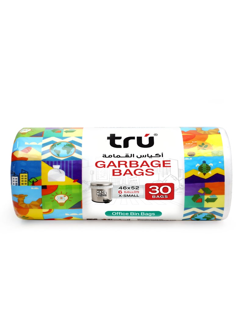 Tru Garbage Bags Compact Roll White 6Gallon (30pc x 3Rolls) 90bags - White - Image 2