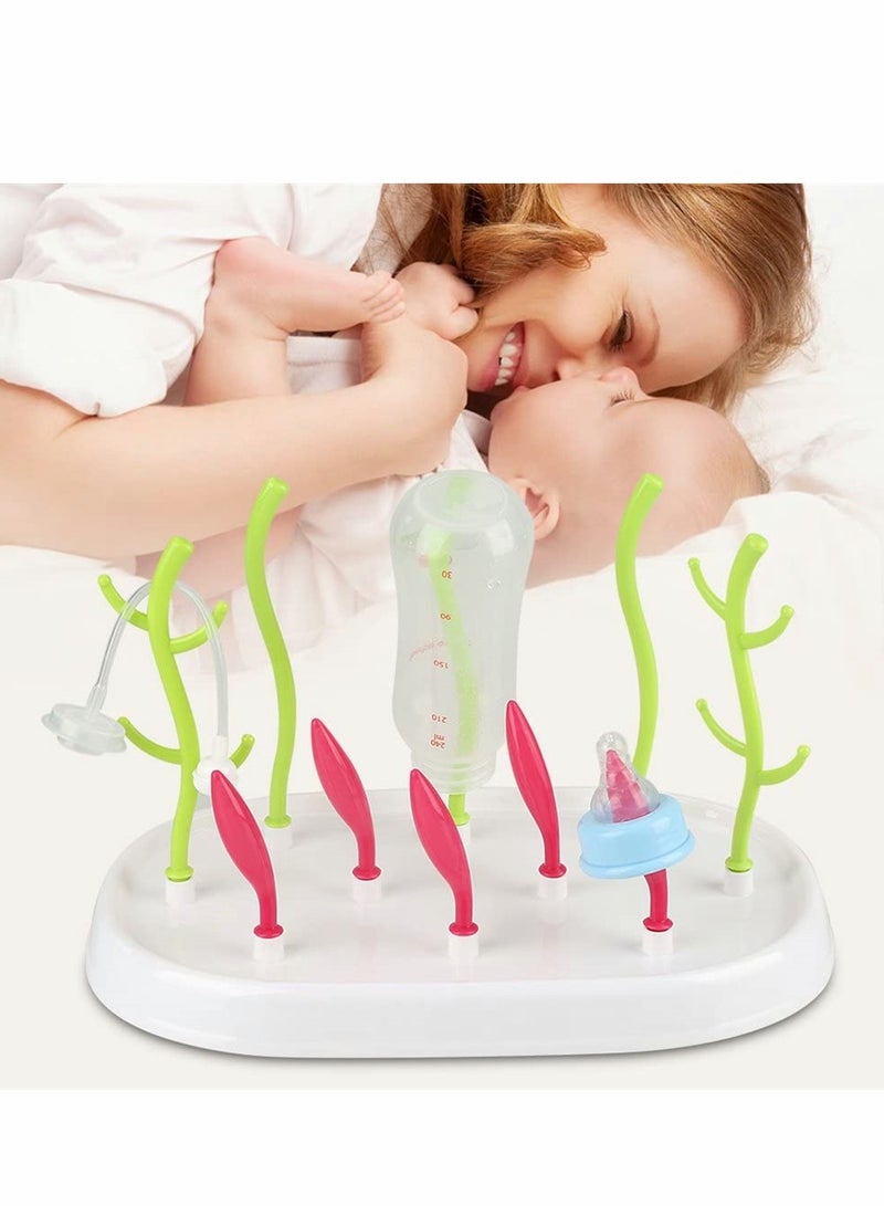 Excefore Baby Bottle Dryer Rack, Feeding Bottles Pacifier Cup Holder, Plastic Bottle Dryer Newborn Baby Feeding Bottle Cleaning Drainer Holder Cleaning Drying Safe for Bottles, Teats, Cups, Pump Parts, 1 Pcs - Image 1