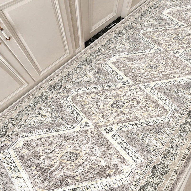 KUTA Extra Long Runner Rug for Hallway 2.6x18ft, Oriental Washable Kitchen Rugs, Ivory Grey Yellow Brown Non-Slip Stair Runners Indoor Soft Printed Vintage Carpet for Bedroom Living Room Nursery - Image 3