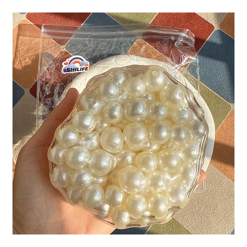 SHILIFE Taba SquishyStress BallKawaii Squishies PVC ToysStress Relieving Fur Ball OPP Packaging GiftsSquishy Fidget Toys for AnxietyRelaxationPerfect Desk Accessory for Adults Pearl Color - Image 3