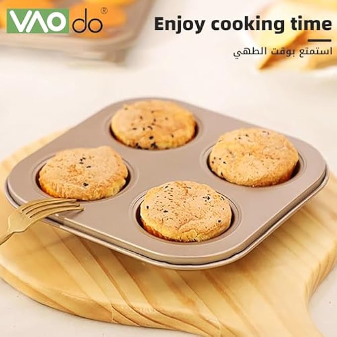 4 Packs Nonstick Muffin Pan Mini Cupcake Pans Set Gold Cupcake Baking Tray Safe Cupcake Mold Carbon Steel Muffin Tray For Baking Cakes Desserts 4 Cup 6 Cup 9 Cup 12 Cup - Image 5
