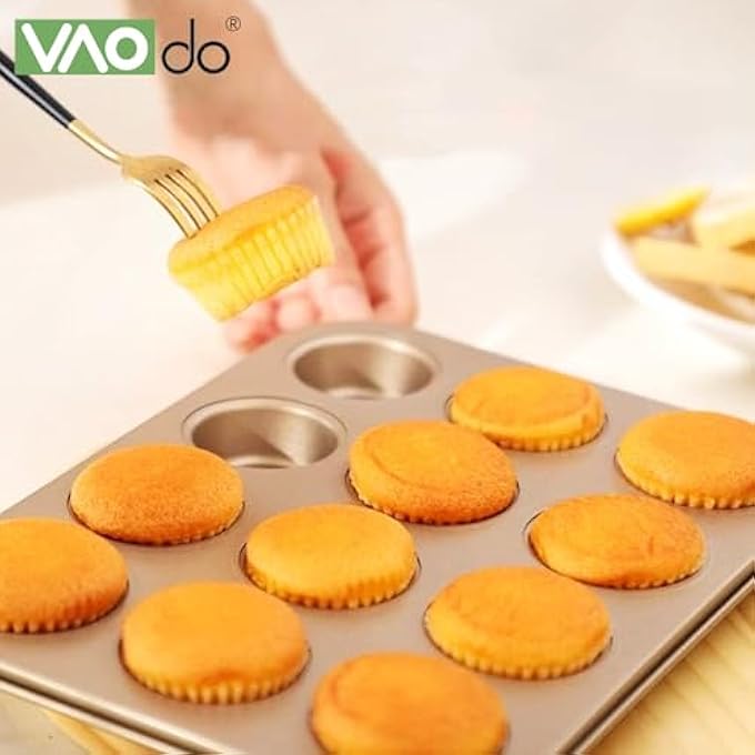 4 Packs Nonstick Muffin Pan Mini Cupcake Pans Set Gold Cupcake Baking Tray Safe Cupcake Mold Carbon Steel Muffin Tray For Baking Cakes Desserts 4 Cup 6 Cup 9 Cup 12 Cup - Image 2