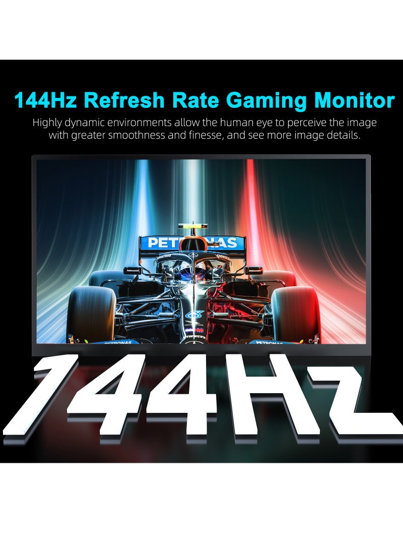 أوبيرفكت شاشة ألعاب محمولة UPERFECT 144 هرتز 17.3 بوصة QHD 2560*1400P IPS USB C Mini HDMI للكمبيوتر المحمول والهاتف الذكي XBO Switch PS4/5، هيكل معدني، شاشة محمولة قابلة للتثبيت على حامل VESA - Image 2