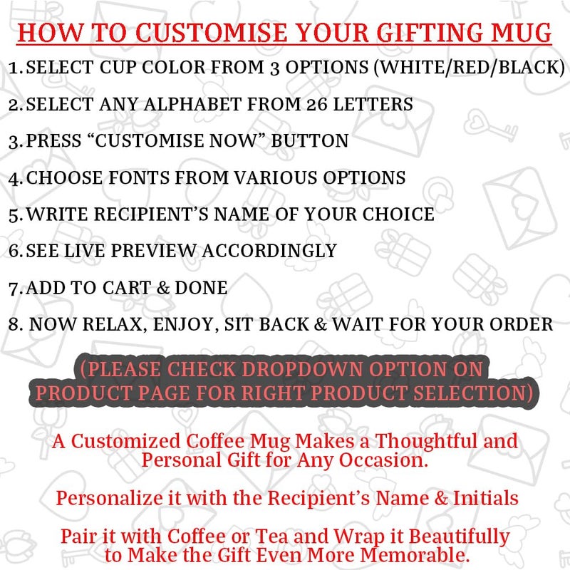YaaNaa CustomizedPersonalized Coffee MugCup with Name Printed Letter P Valentine Gift Friends Couple Office Birthday Anniversary Relatives R6533RD - Image 2