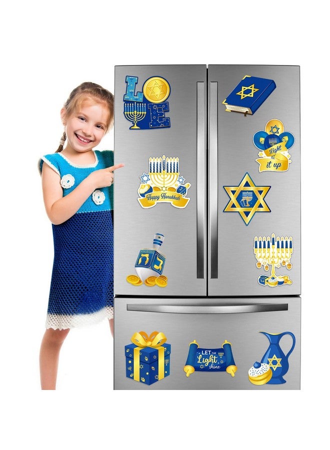 Tiamon Tiamon 10 Pieces Happy Hanukkah Refrigerator Magnets Chanukah Fridge Magnet Stickers Star Menorah Magnets Jewish Holiday Magnets Decorative for Fridge Metal Door Car Hanukkah Party Decorations - Image 1