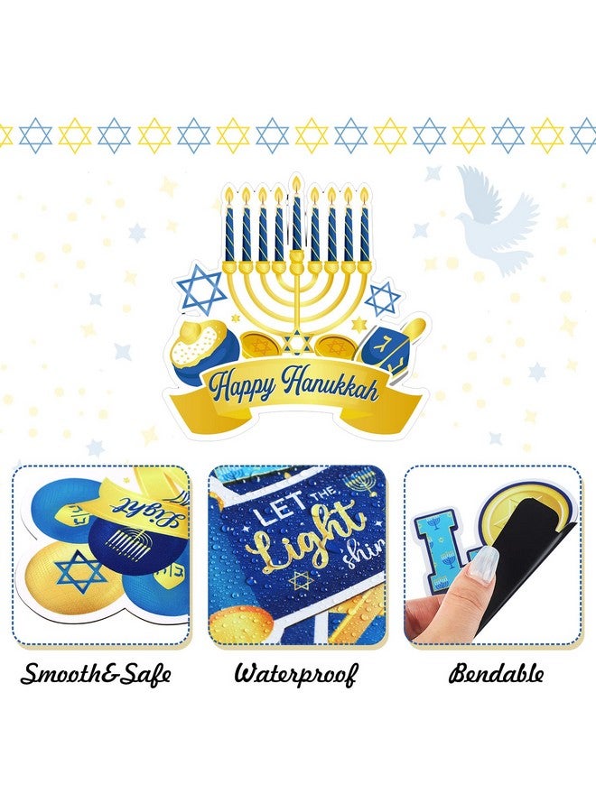 Tiamon Tiamon 10 Pieces Happy Hanukkah Refrigerator Magnets Chanukah Fridge Magnet Stickers Star Menorah Magnets Jewish Holiday Magnets Decorative for Fridge Metal Door Car Hanukkah Party Decorations - Image 3