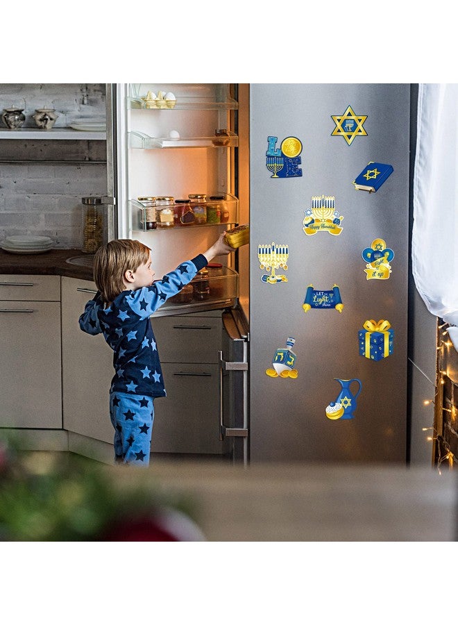 Tiamon Tiamon 10 Pieces Happy Hanukkah Refrigerator Magnets Chanukah Fridge Magnet Stickers Star Menorah Magnets Jewish Holiday Magnets Decorative for Fridge Metal Door Car Hanukkah Party Decorations - Image 5