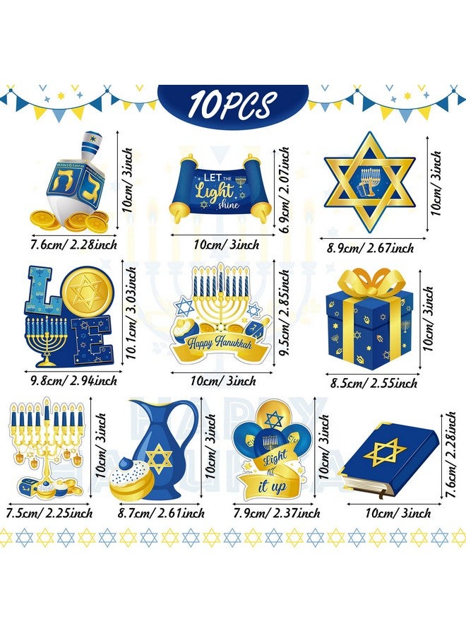 Tiamon Tiamon 10 Pieces Happy Hanukkah Refrigerator Magnets Chanukah Fridge Magnet Stickers Star Menorah Magnets Jewish Holiday Magnets Decorative for Fridge Metal Door Car Hanukkah Party Decorations - Image 2
