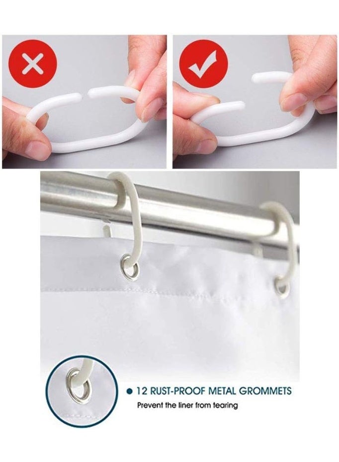 4-piece waterproof and mould-resistant shower curtain set 180*180cm with simple water drop pattern, 3D print bathroom divider curtain with 12 hooks for home use - Image 2