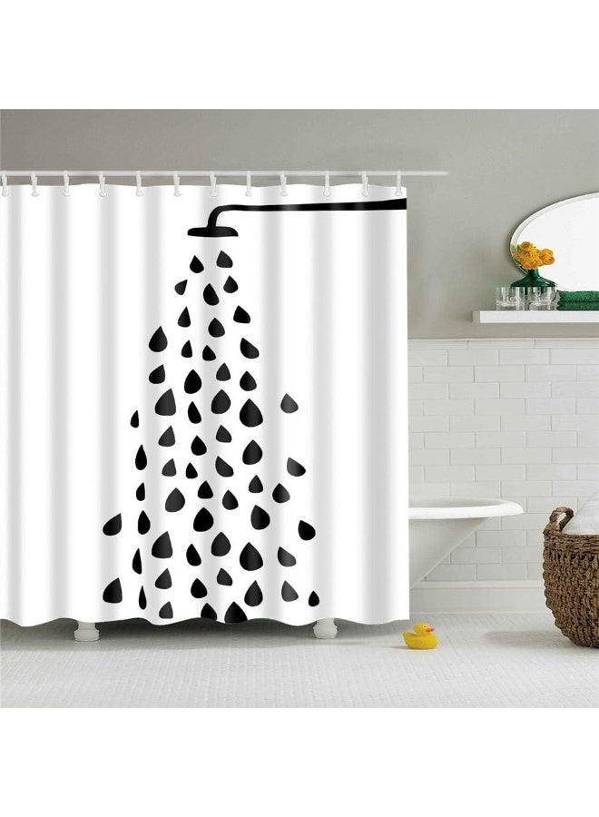 4-piece waterproof and mould-resistant shower curtain set 180*180cm with simple water drop pattern, 3D print bathroom divider curtain with 12 hooks for home use - Image 1