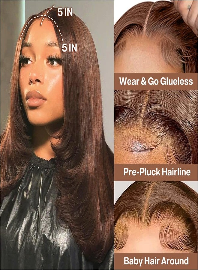 Ailwelia Wear and Go Glueless Bob Wig Human Hair 200% Density 5x5 HD Lace Closure Wigs For Black Women Glueless 5x5 Closure Wigs Human Hair Pre Plucked Bob Brown Color 18 Inch - Image 2