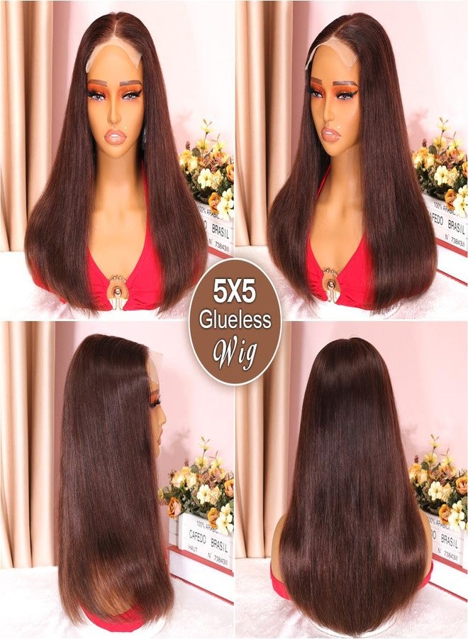 Ailwelia Wear and Go Glueless Bob Wig Human Hair 200% Density 5x5 HD Lace Closure Wigs For Black Women Glueless 5x5 Closure Wigs Human Hair Pre Plucked Bob Brown Color 18 Inch - Image 5