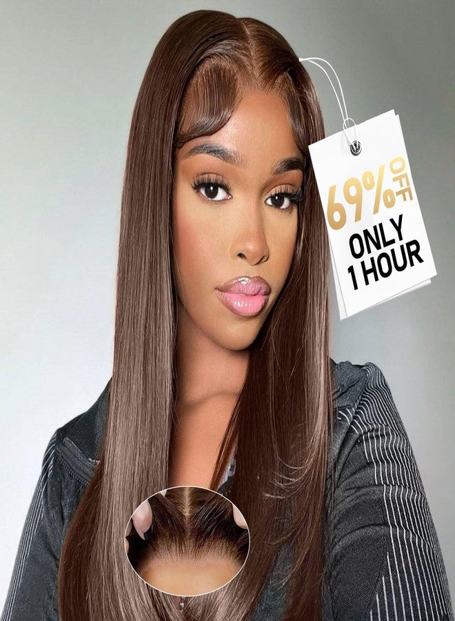 Ailwelia Wear and Go Glueless Bob Wig Human Hair 200% Density 5x5 HD Lace Closure Wigs For Black Women Glueless 5x5 Closure Wigs Human Hair Pre Plucked Bob Brown Color 18 Inch - Image 1