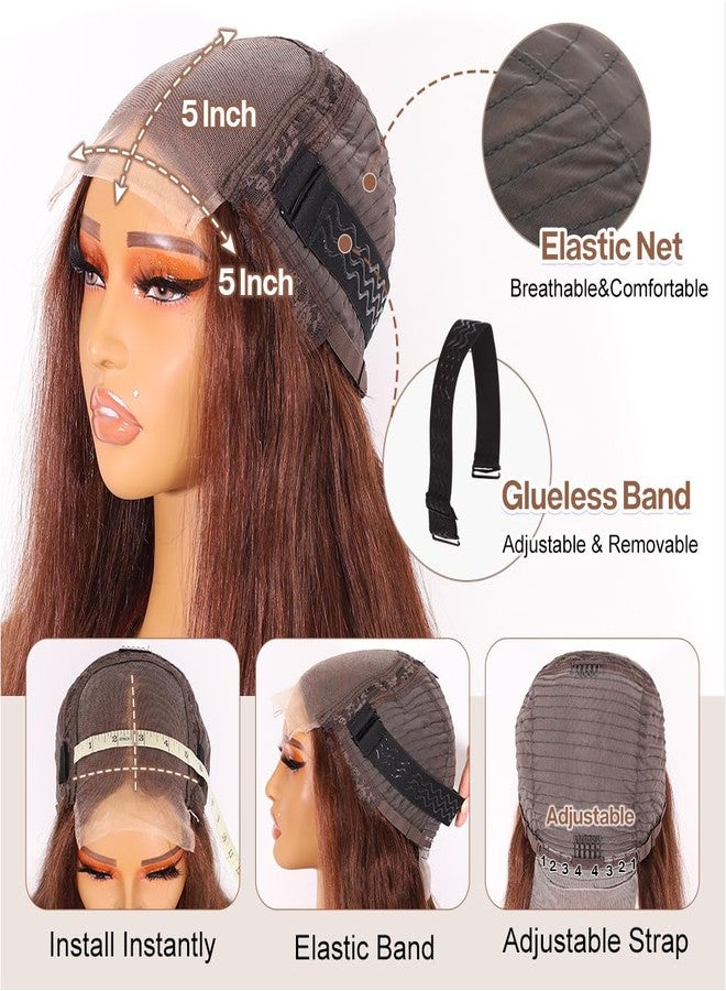 Ailwelia Wear and Go Glueless Bob Wig Human Hair 200% Density 5x5 HD Lace Closure Wigs For Black Women Glueless 5x5 Closure Wigs Human Hair Pre Plucked Bob Brown Color 18 Inch - Image 4