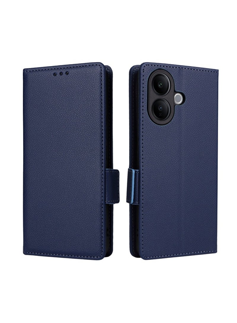 عام غطاء جلد بفتح جانبي لـ VIVO V60 Lite 4G/5G - بملمس شبيه بثمرة الليتشي، مع حامل حبل وحامل بطاقات، غطاء واقي كامل التغطية مضاد للصدمات - Image 1