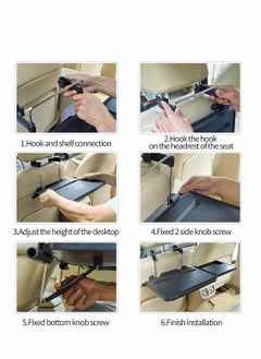 SYOSI Car Steering Wheel Tray/Back Seat Headrest Tray 2 in 1 for Eating Food Drink and Writing Laptop Work, Black Car Desk  - Image 2
