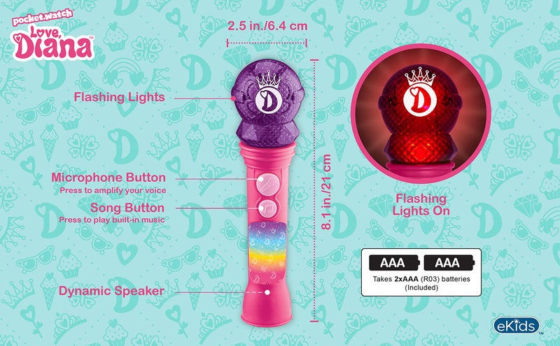 eKids Love Diana Toy Microphone for Kids, Musical Toy for Girls with Built-in Music, Kids Microphone Designed for Fans of Love Diana Toys and Gifts - Image 5