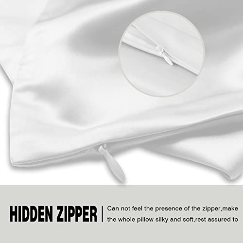 Suatien Mulberry Silk Pillowcase for Hair and Skin Pillow Case with Hidden Zipper Soft Breathable Smooth Cooling Silk Pillow Covers for Sleeping (White, King（20"X 36"）) - Image 4