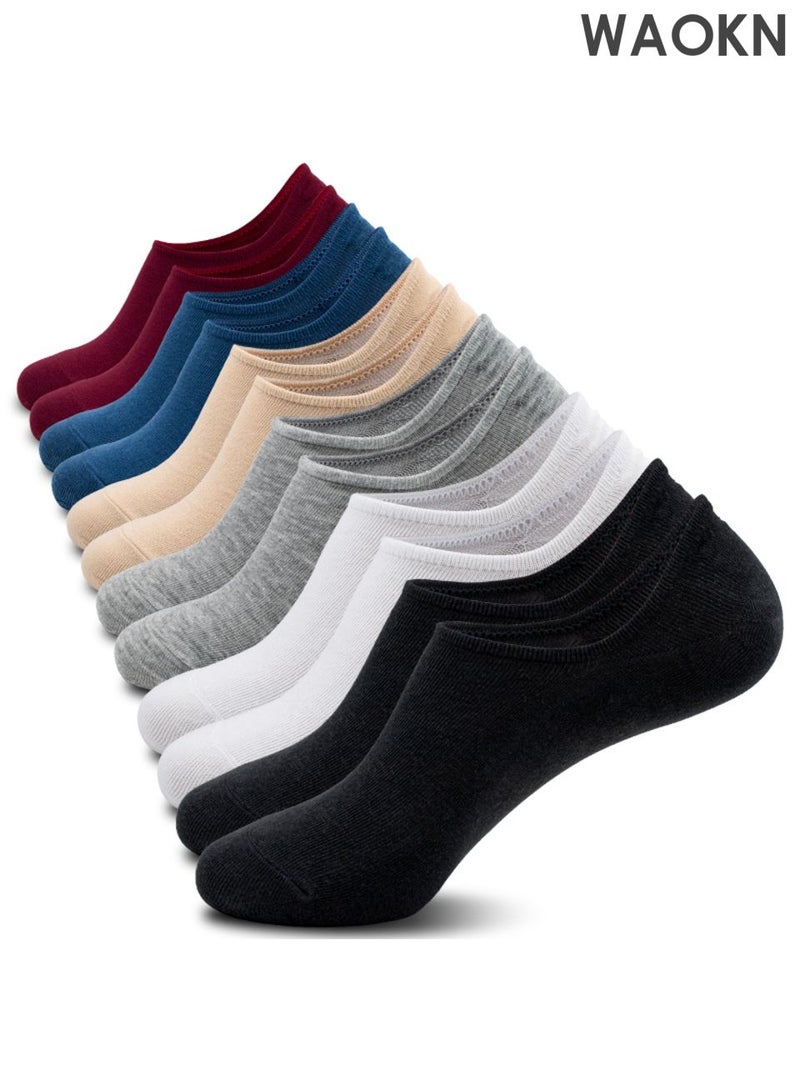 WAOKN No Show Socks Set with Different Colors, 6 Pairs of Low-cut Liners Socks, Anti-slid Invisible Socks, High-quality Athletic Socks,Thin shallow boat socks, non-slip and heel-resistant, Easy to Match Different Kinds of Shoes. - Image 1