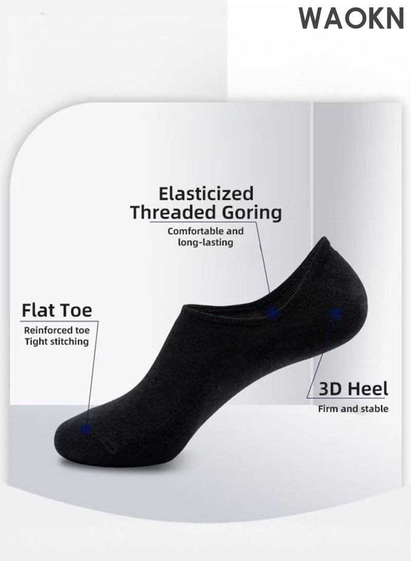 WAOKN No Show Socks Set with Different Colors, 6 Pairs of Low-cut Liners Socks, Anti-slid Invisible Socks, High-quality Athletic Socks,Thin shallow boat socks, non-slip and heel-resistant, Easy to Match Different Kinds of Shoes. - Image 3