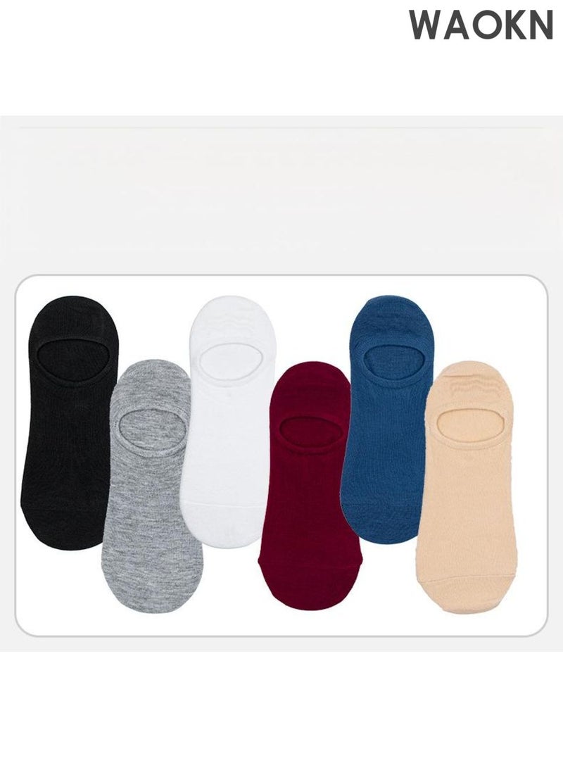 WAOKN No Show Socks Set with Different Colors, 6 Pairs of Low-cut Liners Socks, Anti-slid Invisible Socks, High-quality Athletic Socks,Thin shallow boat socks, non-slip and heel-resistant, Easy to Match Different Kinds of Shoes. - Image 2