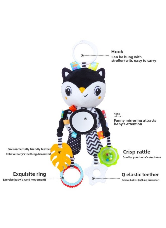 Black And White Baby Pendant Plush Panda Fox Pendant Toy With Tooth Glue Animal Car Pendant Wholesale-Color:Black And White Tooth Gum Fox Car Hanging  - Image 1
