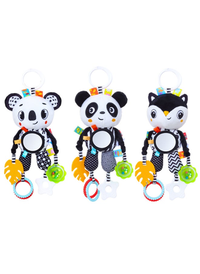 Black And White Baby Pendant Plush Panda Fox Pendant Toy With Tooth Glue Animal Car Pendant Wholesale-Color:Black And White Tooth Gum Fox Car Hanging  - Image 2