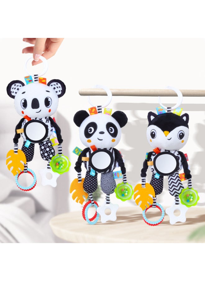 Black And White Baby Pendant Plush Panda Fox Pendant Toy With Tooth Glue Animal Car Pendant Wholesale-Color:Black And White Tooth Gum Fox Car Hanging  - Image 4