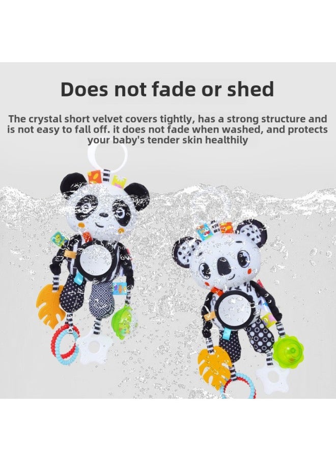 Black And White Baby Pendant Plush Panda Fox Pendant Toy With Tooth Glue Animal Car Pendant Wholesale-Color:Black And White Tooth Gum Fox Car Hanging  - Image 3