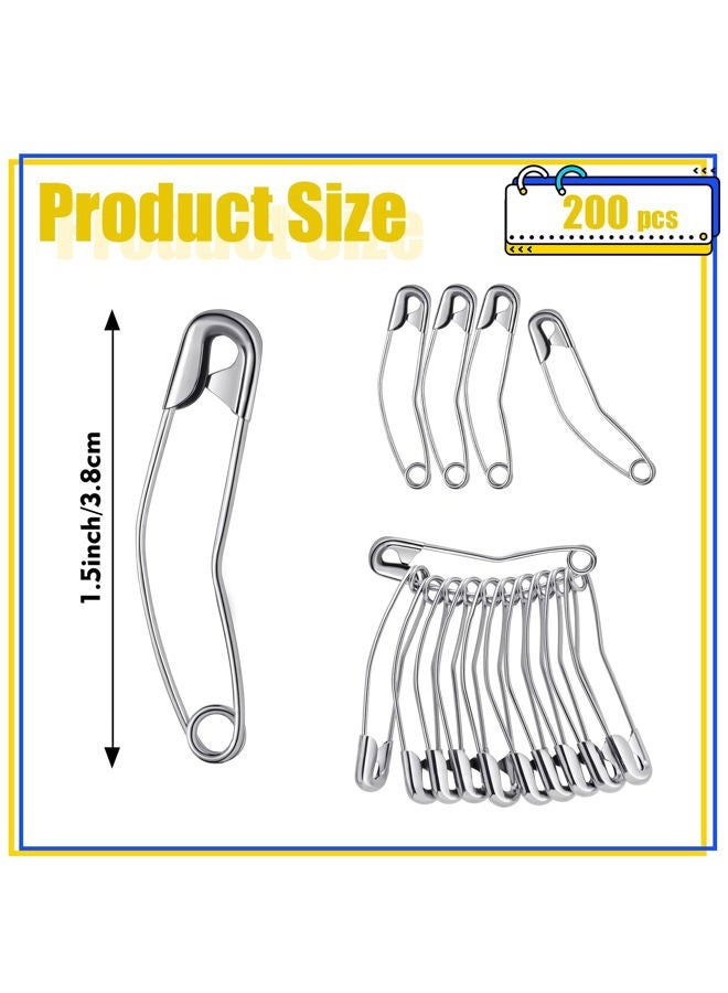 Cindeer 200 Pcs Curved Safety Pins Quilting Basting Pin Bent Safety Pins for Quick Basting Knitting and Quilting, Silver (1.5 Inch) - Image 2