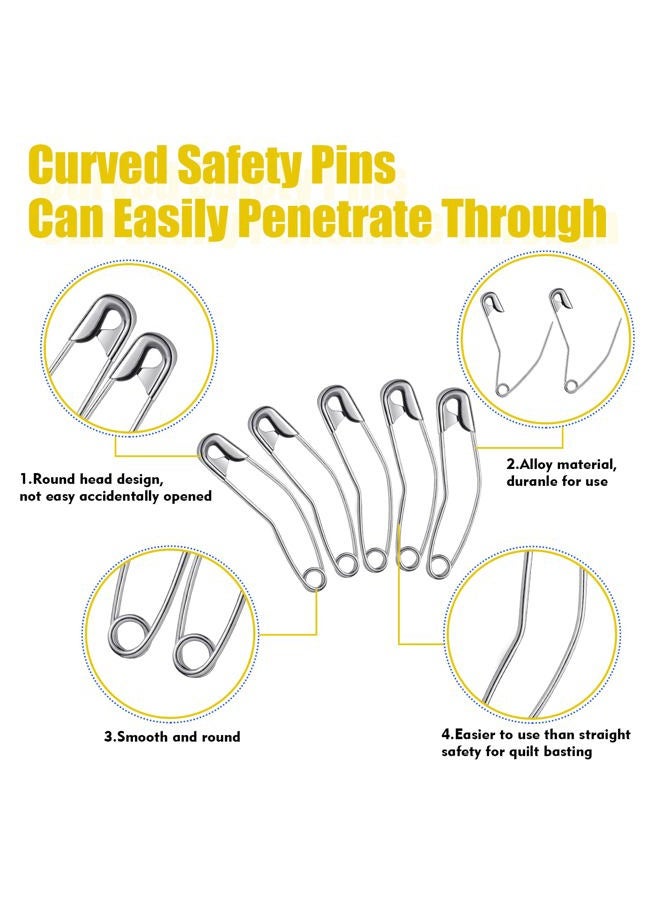 Cindeer 200 Pcs Curved Safety Pins Quilting Basting Pin Bent Safety Pins for Quick Basting Knitting and Quilting, Silver (1.5 Inch) - Image 3