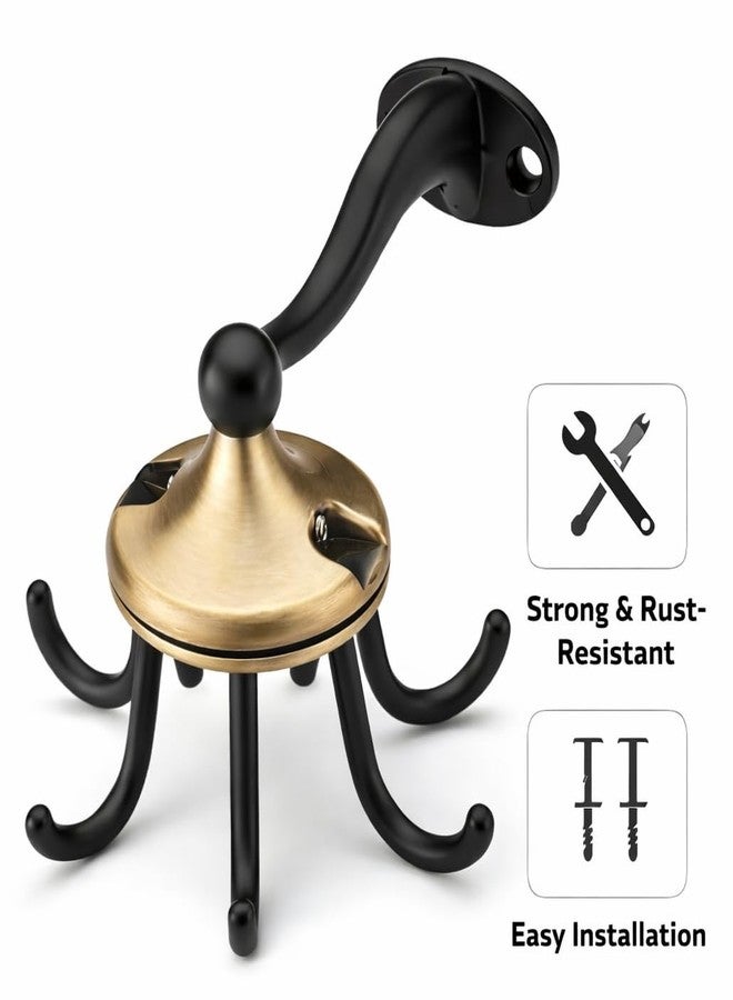 ZINZA Zinc Rotating Hook 360 Rotating Hook 6 Kitchen Hooks | Multipurpose Holder Wall Mount Hooks | Key Hanger | Hooks for Bathroom, Home Gold Finish for Home Décor (Pack of 1) - Image 5
