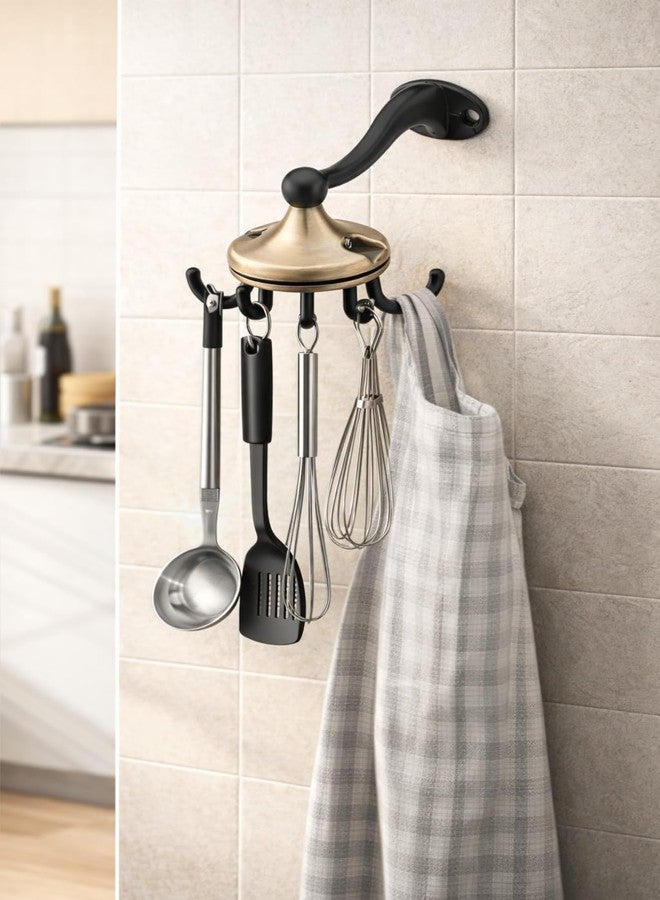 ZINZA Zinc Rotating Hook 360 Rotating Hook 6 Kitchen Hooks | Multipurpose Holder Wall Mount Hooks | Key Hanger | Hooks for Bathroom, Home Gold Finish for Home Décor (Pack of 1) - Image 2